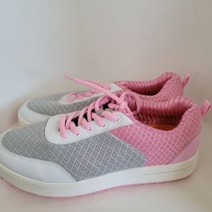 PGM Girls Lightweight Pink and Gray Golf Shoes